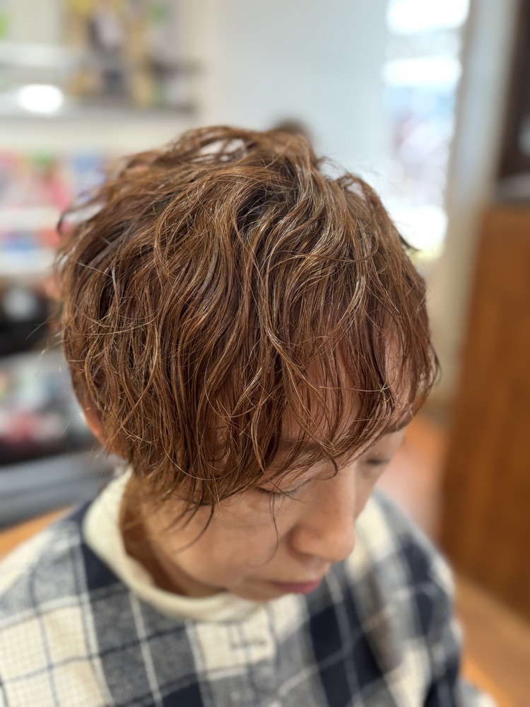 50代 スプリングパーマ×髪質改善カラー