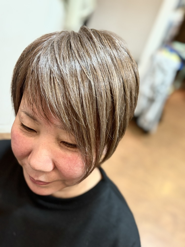 60代 小顔カット×髪質改善シルバーカラー
